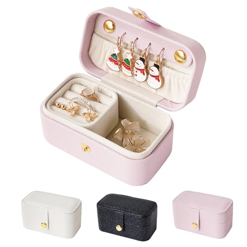 Myrnaist Reise Schmuckkästchen Klein für Damen Travel Schmuckaufbewahrung für Ohrring Ringe Halsketten Armbänder Schmuckschatulle Schmuck Organizer Geburtstagsgeschenke für Frauen Mädchen (pink) von Myrnaist