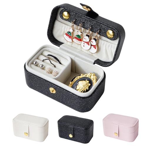 Myrnaist Reise Schmuckkästchen Klein für Damen Travel Schmuckaufbewahrung für Ohrring Ringe Halsketten Armbänder Schmuckschatulle Schmuck Organizer Geburtstagsgeschenke für Frauen Mädchen (black) von Myrnaist