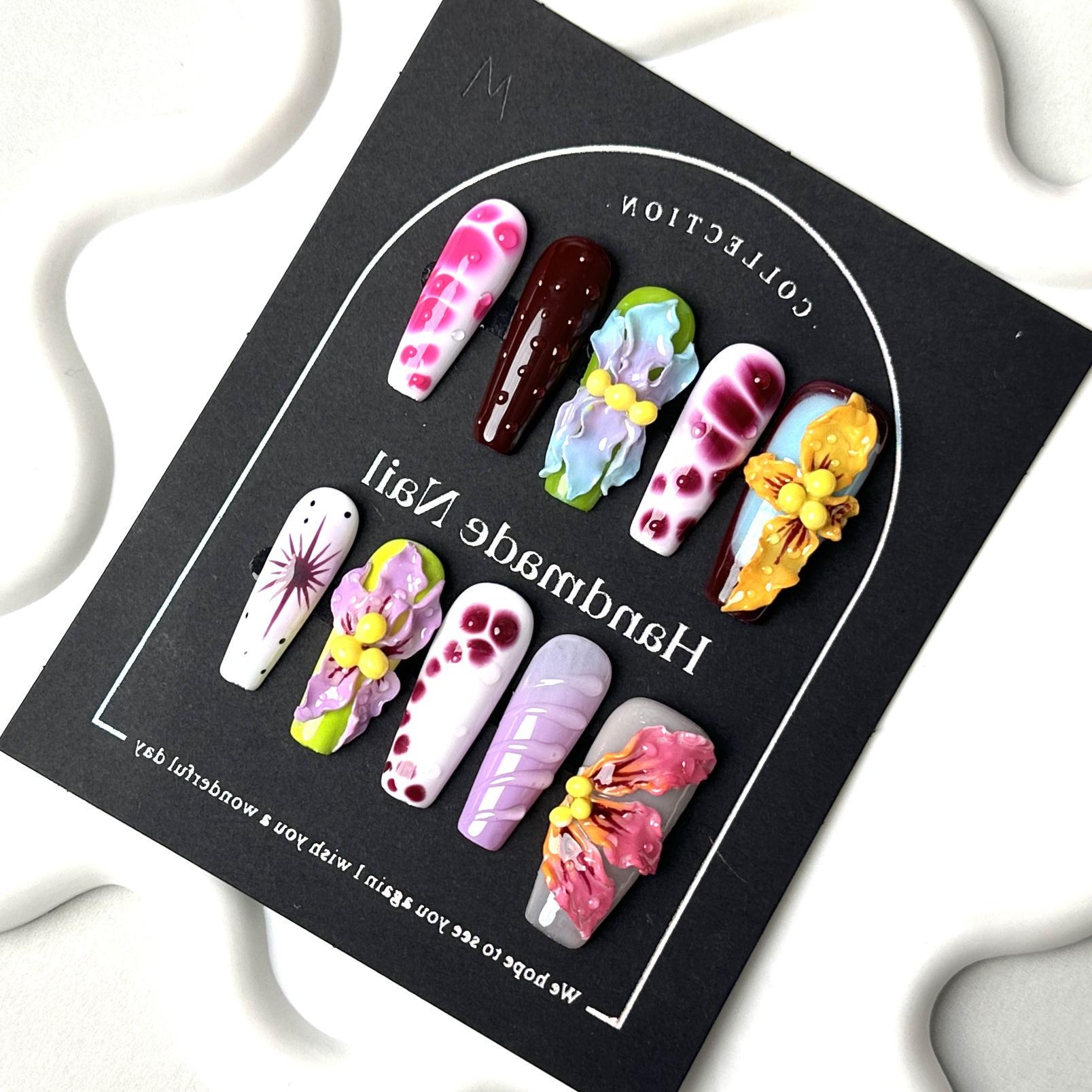 3D Flower Hand Made Press On Nails, Gel Fake Cute Fun Coquette Premium Handmade Nail Designs, Gift For Her von MystCharms