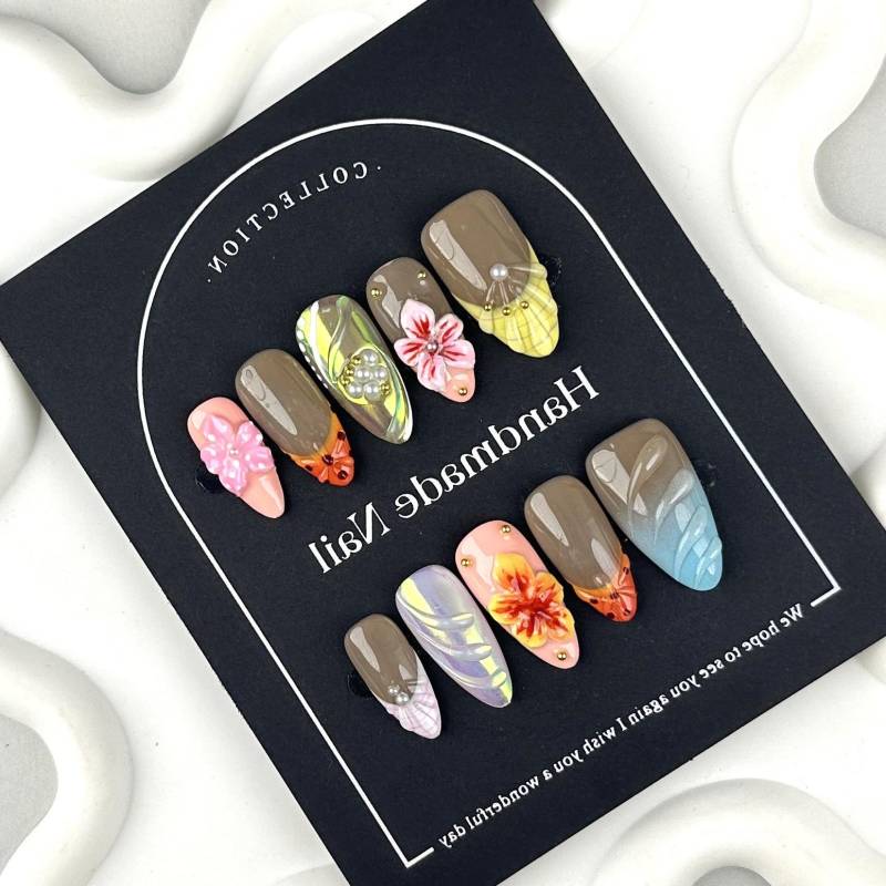 3D Flower Hand Made Press On Nails, Gel Fake Cute Fun Coquette Premium Handmade Nail Designs, Gift For Her von MystCharms