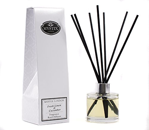 Mystix Cucumber-Fragrance Oil Reed Diffuser London Duftöl-Zerstäuber, Duft: Fresh Linen & Gurke, 100 ml von Mystix