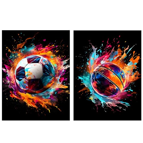 MytaYt 2 Stücke Diamant painting Bilder Heimwerken Diamond painting Fussball 3D Diamant Malerei Basketball Diamond Painting Kit Ideal zur Dekoration von Wohn- und Schlafzimmern, 30 x 40 cm von MytaYt