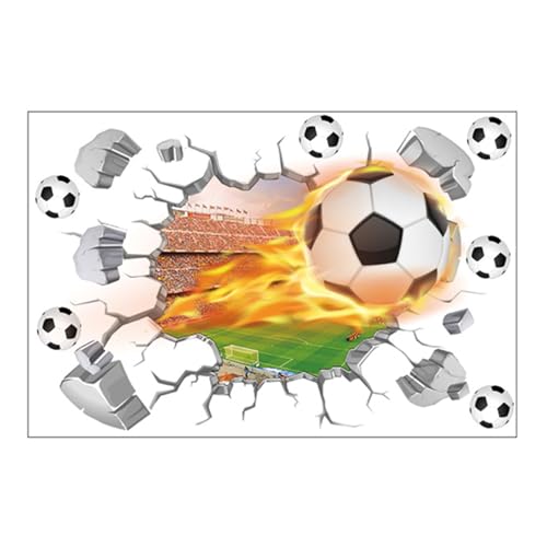 MytaYt 3D Fussball Wandtattoo 3D Wandtattoo Fussball Kinderzimmer Durchbruch Fussball Wandaufkleber 50 * 70cm Durchbruch Wandaufkleber für Kinderzimmer Jungen für Schlafzimmer Deko Geschenk von MytaYt