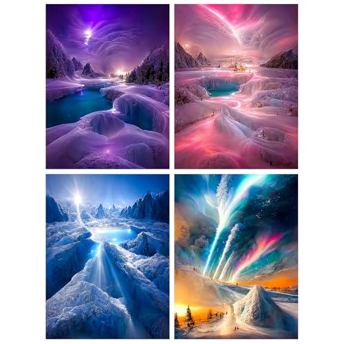 MytaYt Diamond Painting Erwachsene 4 Pack DIY 5D Diamant Painting Bilder Kinder Erwachsene Bunte Aurora Diamonds Painting für die Inneneinrichtung (30×40cm) von MytaYt