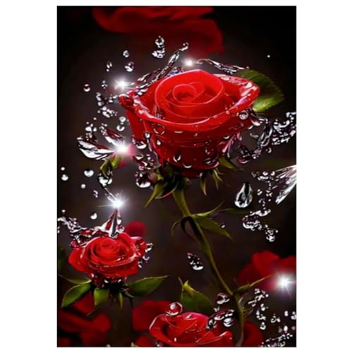 MytaYt Diamond Painting Set 5D Diamond Painting Gefrorene Rose Diamant Painting Bilder Rose Flower Diamond Painting Rose für Wohnzimmer DIY Handgefertigt Wand Dekoration (30 X 40 Cm) von MytaYt