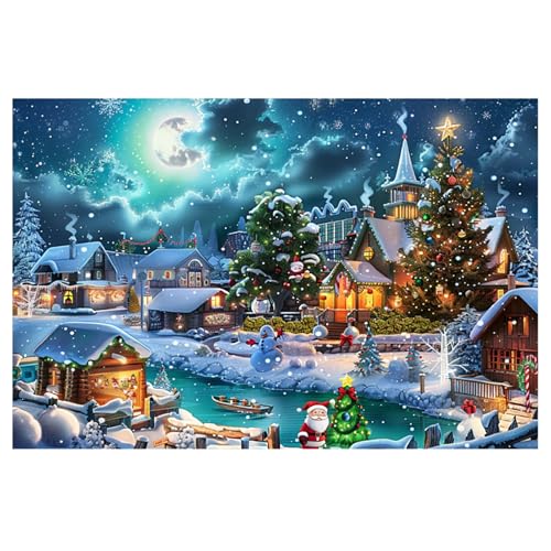 MytaYt Diamond Painting Weihnachten, 5D Diamant Painting Weihnachten Bilder, DIY Diamond Painting, Winter Dorf Xmas Landschaften Diamant Malerei Set für Home Wand Weihnachten Dekoration, 40x30cm von MytaYt