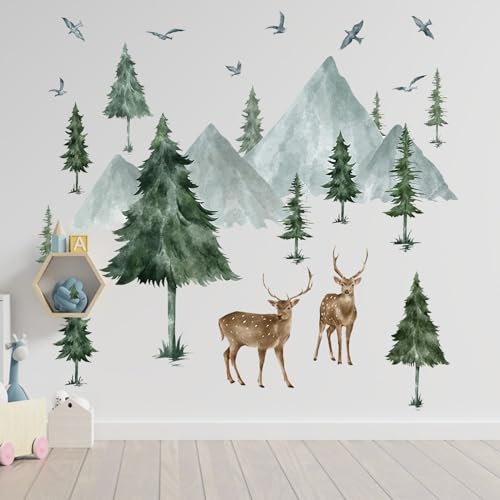 MytaYt Wandtattoo Baum und Waldtiere Wandaufkleber Kinderzimmer Wald Wandsticker für Mädchen Junge Babyzimmer und Wohnzimmer Wandaufkleber Deko von MytaYt