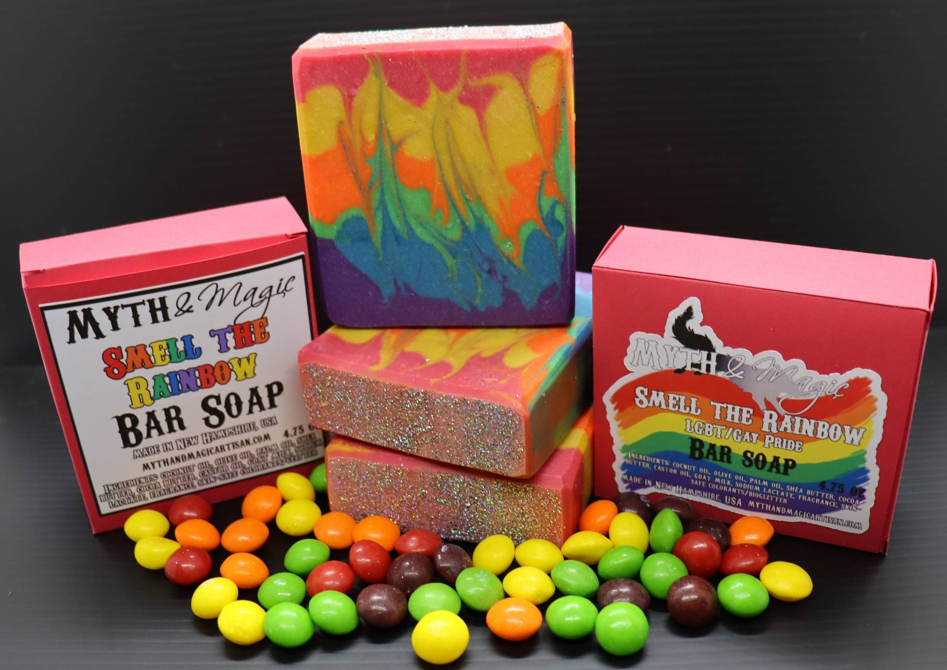 Lgbt/Rainbow Pride Swirled Flag Smell The Goat Milk, Shea & Cocoabutter Soap Bar von MythandMagicArtisans