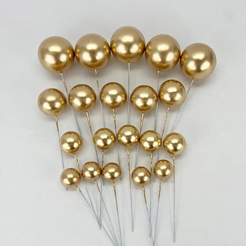 Tortendeko Kugeln | Mini Bälle Tortendeko Ballon | Kuchen Ball Topper | Deko Schaum Ball | Bälle Cake Topper 20 stück (Gold) von Mytortenland