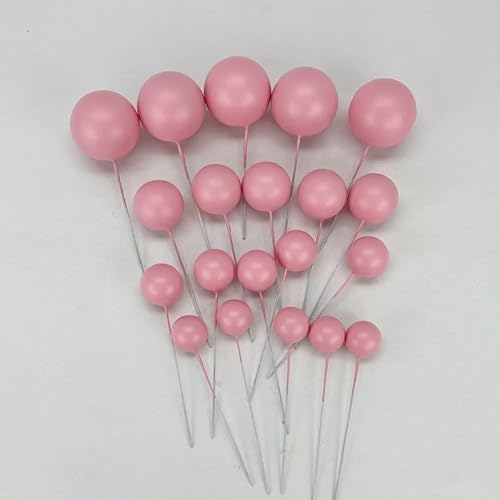 Tortendeko Kugeln | Mini Bälle Tortendeko Ballon | Kuchen Ball Topper | Deko Schaum Ball | Bälle Cake Topper 20 stück (Rosa) von Mytortenland