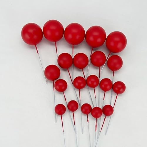 Tortendeko Kugeln | Mini Bälle Tortendeko Ballon | Kuchen Ball Topper | Deko Schaum Ball | Bälle Cake Topper 20 stück (Rot) von Mytortenland