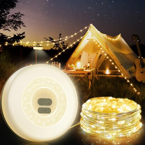 Mytrix 10 m Camping Lichterkette Aufrollbar, Outdoor Lichterkette, Vielseitige LED Lichterkette – Langlebig und Wasserdicht, 2 in 1 USB– Gragbare Camping Lichter für Camping, Hof und Wandern von Mytrix