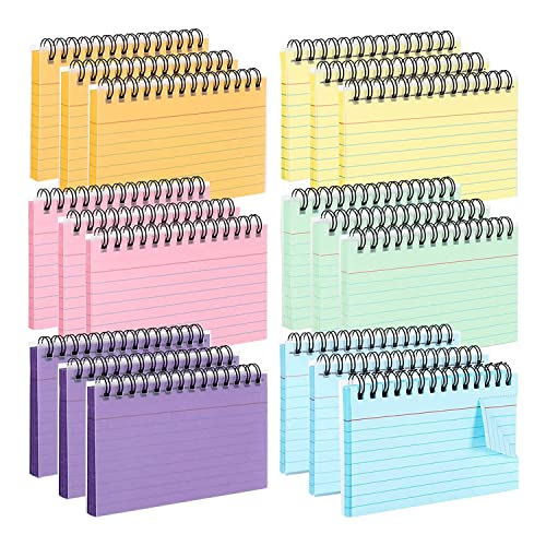 Mzpeldxk 18 StüCk Mehrfarbige Karteikarten mit Durchsichtiger PVC-Abdeckung, Schraubbindung, Karteikarten, 7,6 X 12,7 Cm, Lernkarten, Notizkarten, 6 Farben von Mzpeldxk