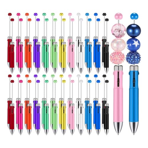 Mzpeldxk 50 Stück, Mehrfarbige, Niedliche 1,0-Mm-Perlenstifte, Perlenstifte, 4-In-1-Kugelschreiber mit Perlen, für die Herstellung Von Abschlusszubehör B von Mzpeldxk