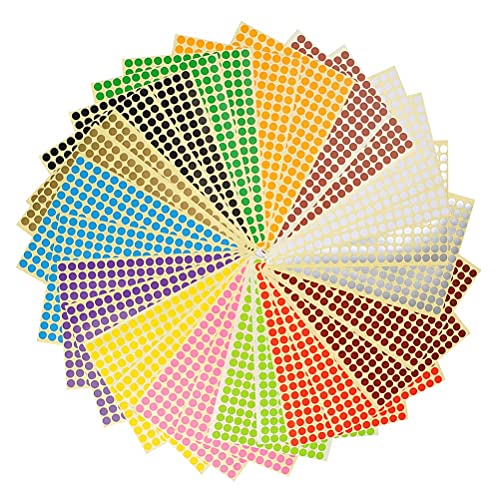 28 Bunt Etiketten Blätter Klebepunkte Markierungspunkte Ø 8mm Sticker 7280 Punkte 14 Farben runde Punktaufkleber Set von “N/A”