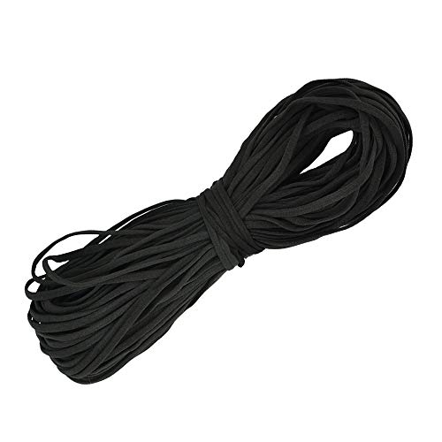 50M Elastische Bänder Gummiband Breit Gummibänder Gummizug Schwarz Elastisches Seil Schnur Elastik Band Cord Geflochtene Elastikband (4mm) für DIY Nähen, Ärmel, Kordeltasche von "N/A"