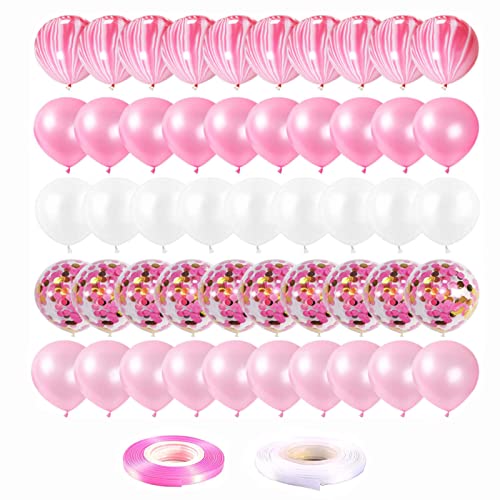 52 Stücke Rosa Konfetti Hochzeit Latex Ballons Set, Rosa Latex Luftballons Set, Rosa Geburtstag Luftballons Set, für Geburtstage, Hochzeiten, Partys, Jubiläen, Feste von N\A