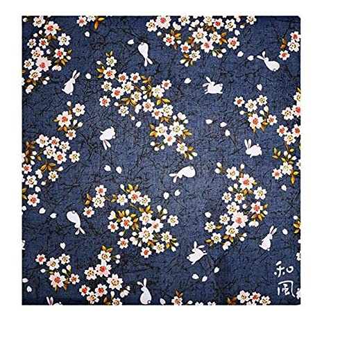 NA Bento Wrapping quadratisches Tuch im japanischen Stil, Bento-Tischset, Windtaschentuch, quadratisches Handtuch, japanischer Blumenstoff, blau, 50 x 50 cm von N\A