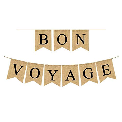 NA Bon Voyage Banner Jute Vintage Girlande Jute Banner für Abschiedsparty-Dekoration von N\A