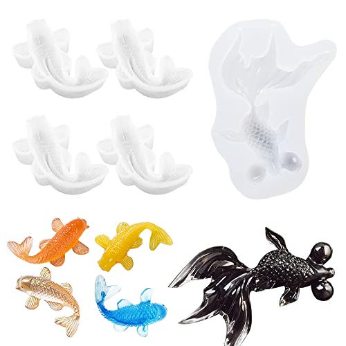 NA Yayatty 5 Stück Koi Fisch Harz Casting Formen DIY Klar Silikonform Epoxidharz Gießform Resin Formen Fondant Form für Anhänger Schmuck Machen von N\A