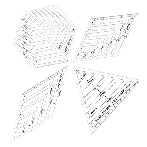 OLRWSLG 4 Stück Quilten Patchwork Lineal Acryl Transparent Steppen Lineal Quilting Lineal Vorlagen Dreieck Sechseck Quilten Lineal 45 Grad und 60 Grad Diamant Patchwork Lineal für DIY Nähen Basteln von "N/A"