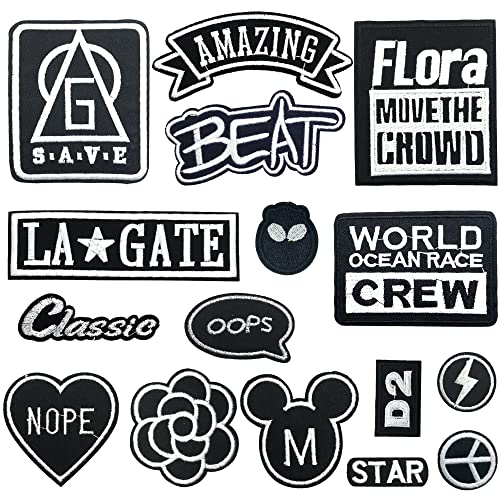 Woohome Flicken Patches Aufbügeln, Sortiert Slogan Flicken Patches Patch Sticker Abzeichen Buchstabe Applikation Applique Flicken Patches für Rucksäcke Jeans Jacken Tasche Bekleidung (Style 1) von Woohome