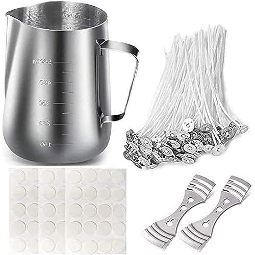 Kerzenherstellung Zubehör DIY Duftkerze Geschenke Set mit 100 Kerzendochte Schmelztopf Kerze Gießtopf Dochthalter Dochte Aufkleber DIY Candle Making Kit von N/AA