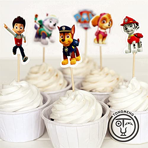 Regerly Cupcake Toppers, 48 Stück Paw Patrol Kuchen Toppers Tortendeko Muffin Deko für Kinder Baby Geburtstag Party Kuchen Dekoration Supplies von NC