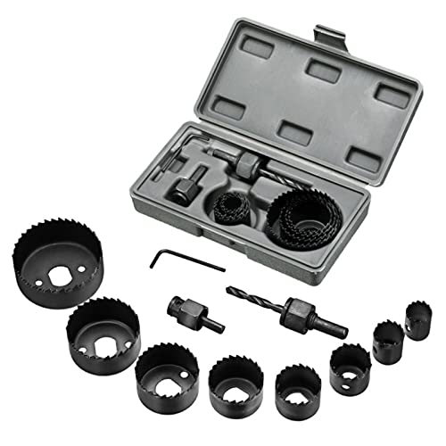 11Teilig Lochsäge-Set,Bi-Metall Lochsäge,11PCS Lochsäge Set mit 8 Sägeblättern,1 Bohrern,1Montageplatte,1 Sechskantschlüssel,Ideal Zum Bohren von Weichholz,PVC-Platte und Kunststoffplatte von Monsully