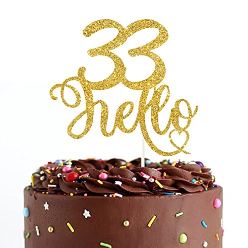 Hello 33 Tortenaufsatz – "Happy 33rd Birthday", Kuchendekoration zum 33. Geburtstag von N\W