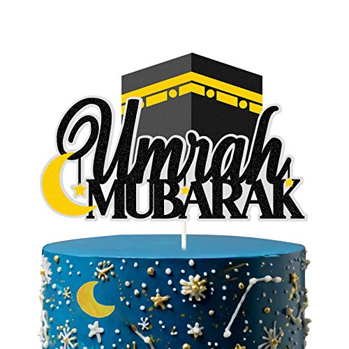 Schwarzer Glitzer Umrah Mubarak Cake Topper-Happy Eid Party Decor - islamische muslimische Party Dekorationen Supplies von N\W