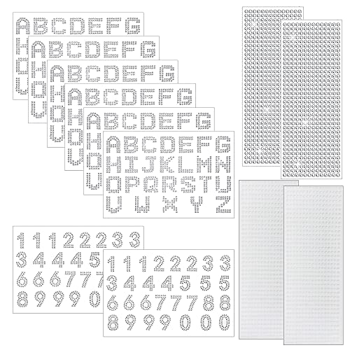 Allazone 12 Stück Glitzer Strass Alphabet Buchstaben Aufkleber Blätter Selbstklebend Rhinestone Strasssteine, Kristall Edelstein Aufkleber für Manuelle DIY von Allazone