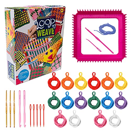 Allazone 203 Stück Webstuhl Knitting Loom Set Loom Topflappen Schlaufen Strickring Rahmen mit Elastische Seil Kinder DIY Basteln Werkzeug, 8 Farben Topflappenschlaufen mit Häkelnadel von Allazone