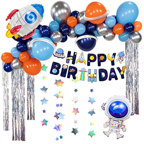 Folienballon aus Aluminium, Astronaut, Weltraum, Rakete, Set Luftballons aus Latex, Geburtstag, Party, Dekoration von N - A