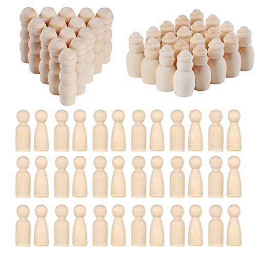 Woohome 80 Stück Figuren Holzfiguren, 4 Stil Holzfiguren Mädchen Dekoration Kleine Holzfiguren zum DIY Holzfiguren, Kinder Bastelprojekte, Malen, Spiele von N|A