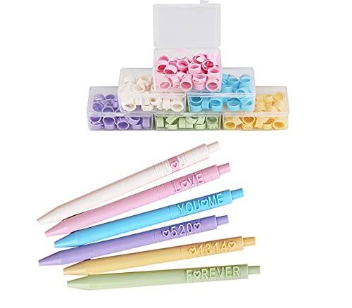 DIY Creative Letter Pen Set mit englischen Zahlen, Macaron 6 Farben Süße Stifte Kawaii Pen Coole Stifte Lustige Stifte Versenkbare Gel-Tintenstifte Kugelschreiber 0,5 mm schwarze Tinte von N&N