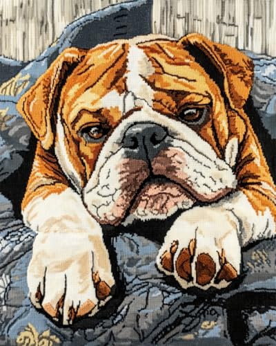 DIY Knüpfteppich Zum Selber Knüpfen Niedliche Knüpfpackungen Mit Hundemotiv，Bulldogge，Tier，Diy-Teppichherstellungspackungen Für Anfänger，Gobelinpackungen，Stickpackungen，Teppich，Fußma 90x120cm von N.LANSHAN