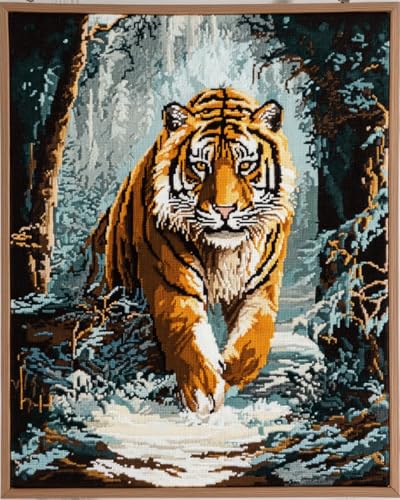 N.LANSHAN 11CT Diy Cross Stitch Kit Fantasie Tiger Tier Kreuzstich Stickpackung Vorgedruckt, Stickbild Sticken Stickset Mit Anleitung Geschenk Für 80x100cm von N.LANSHAN