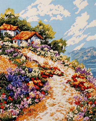 N.LANSHAN 11CT Diy Embroidery Kit Blumen Und Wälder Landschaft Vorgedruckt Sticken Set Stamped Cross Stitch Pre-Printed Pattern Stickerei Diy Home Decoration 40x50cm von N.LANSHAN