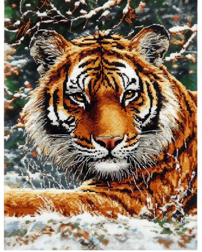 N.LANSHAN 11CT Diy Kreuzstich Set Vorgedruckt Fantasie Tiger Tier Stickvorlagen Stickbilder Vorgedruckt Kreuzstich Stickpackungen Stickpackung Cross Stitch 80x100cm von N.LANSHAN