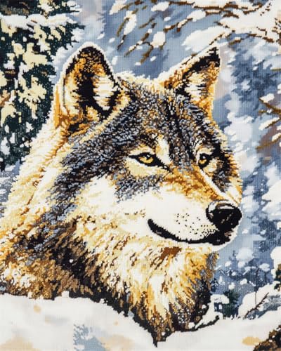 N.LANSHAN 11CT Diy Stickbilder Vorgedruckt Kreuzstich Wildes Wolfstier Stickvorlagen Stickbilder Kreuzstich Vorgedruckt, Bilder Stickerei Set Diy Stickpackung Kits 80x100cm von N.LANSHAN