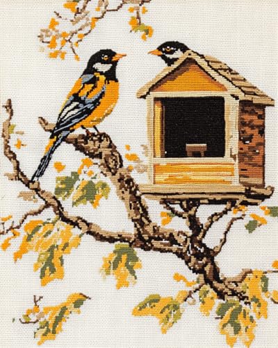 N.LANSHAN 11CT Diy Sticken Set Erwachsene Vogeltiere Und Haus Vorgedruckt Sticken Set Stamped Cross Stitch Pre-Printed Pattern Stickerei Diy Home Decoration 80x100cm von N.LANSHAN