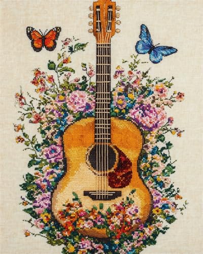N.LANSHAN 11CT Diy Stickset Für Anfänger Blumen Und Gitarrenmusikinstrument Vorgedruckt Kreuzstich Stickpackungen Stickbild Stickset Sticken Set Für Erwachsene 30x40cm N.LANSHAN 11CT Diy Stickset Für Anfänger Blumen Und Gitarrenmusikinstrument Vorgedruckt Kreuzstich Stickpackungen Stickbild Stickset Sticken Set Für Erwachsene 30x40cm von N.LANSHAN