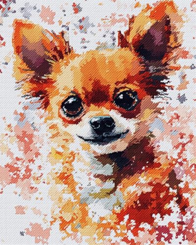 N.LANSHAN DIY Knüpfen Set Teppich Chihuahua Hund Tier DIY Bastelset Süßer Hund Knüpfhaken Teppich Kits Für Anfänger DIY Handarbeit Häkelteppich Kit Heimdeko 100x140cm von N.LANSHAN