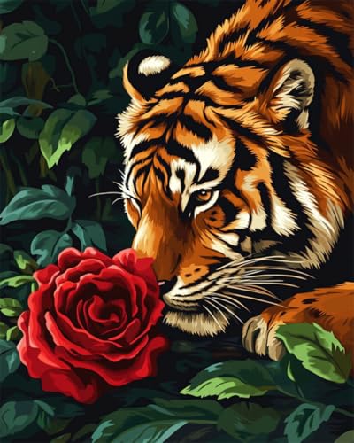 N.LANSHAN DIY Knüpfen Set Teppich Fantasie-Tiger Und Rosen Knüpfteppich-Set Für Anfänger,Stickset,3D-Bastelsets,Dekoration 80x115cm N.LANSHAN DIY Knüpfen Set Teppich Fantasie-Tiger Und Rosen Knüpfteppich-Set Für Anfänger,Stickset,3D-Bastelsets,Dekoration 80x115cm von N.LANSHAN