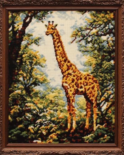 N.LANSHAN DIY Knüpfen Set Teppich Knüpfkissen-Set Mit Cartoon-Giraffe，Fantasietiere，Diy-Teppich-Set Für Anfänger，Gobelin-Set，Stickset，Teppich，Fußmatte，Geschenk 90x120cm von N.LANSHAN