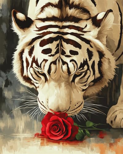 N.LANSHAN DIY Knüpfstern Set Fantasie Weißer Tiger Und Rosen Knüpfteppich-Set,Handgefertigte Teppich-Sets Mit Vordruck,DIY 3D-Bastelgeschenk 55x75cm N.LANSHAN DIY Knüpfstern Set Fantasie Weißer Tiger Und Rosen Knüpfteppich-Set,Handgefertigte Teppich-Sets Mit Vordruck,DIY 3D-Bastelgeschenk 55x75cm von N.LANSHAN