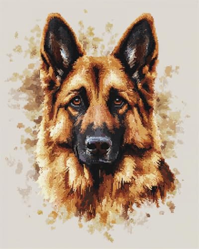 N.LANSHAN DIY Knüpfteppich Knüpfhakenset Mit Hundeportrait，Deutscher Schäferhund，DIY Knüpfteppich，Heimteppich，Teppichherstellungssets Aus Canvas，Knüpfhakensets Für Anfänger 60x90cm von N.LANSHAN