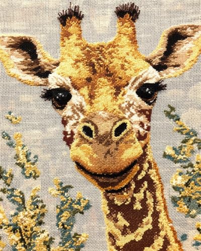 N.LANSHAN DIY Knüpfteppich Knüpfkissen-Set Mit Cartoon-Giraffe，Fantasietiere，Diy-Knüpfteppich-Set，Häkelset Für Anfänger，Teppich-Set Mit Bedruckter Leinwand，Geschenk 100x140cm von N.LANSHAN