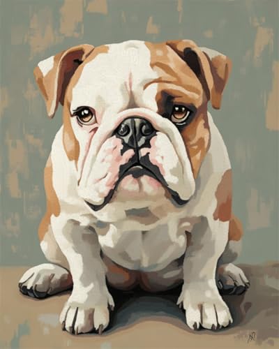 N.LANSHAN DIY Knüpfteppich Niedliches Diy-Bastelset Mit Hund，Bulldogge，Tier，Diy-Knüpfteppich-Set Für Anfänger，Unfertiger Häkelteppich，Stickteppich 100x140cm von N.LANSHAN